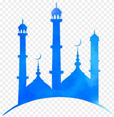 mosque blue watercolor shape ramadan illustration Transparent PNG images database