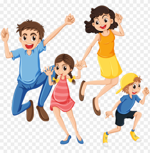 most popular categories - cartoon images of a happy family PNG Object Isolated with Transparency