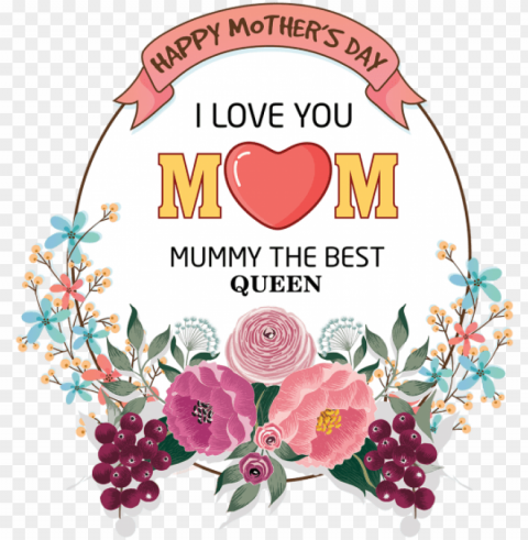 mother day flowers decoration label badge mothers - floral design PNG Graphic Isolated on Clear Backdrop