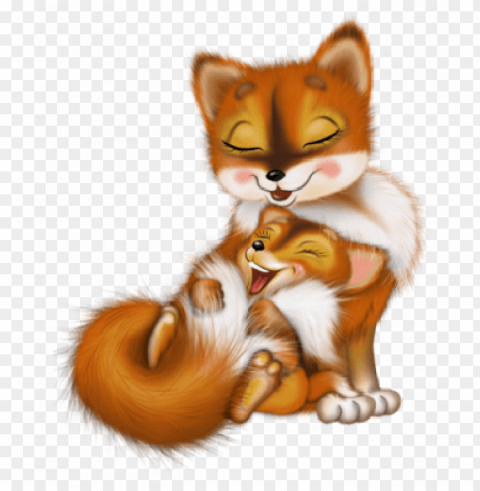 mother fox and baby fox Clear background PNG graphics