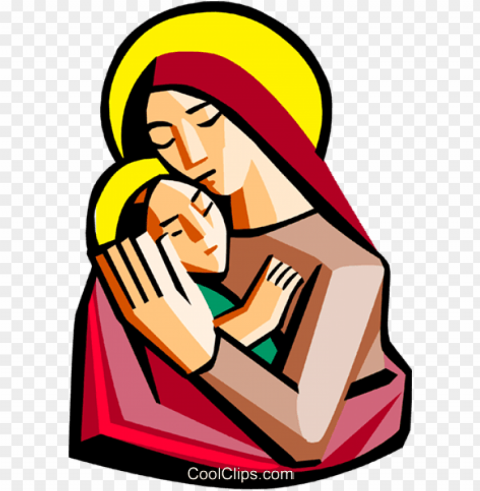 mother mary with baby jesus royalty free vector clip - mother of mercy vector Isolated Character in Clear Background PNG PNG transparent with Clear Background ID e1e20165