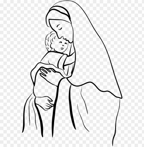 mother mary with child jesus - maria and jesus vector PNG images for merchandise