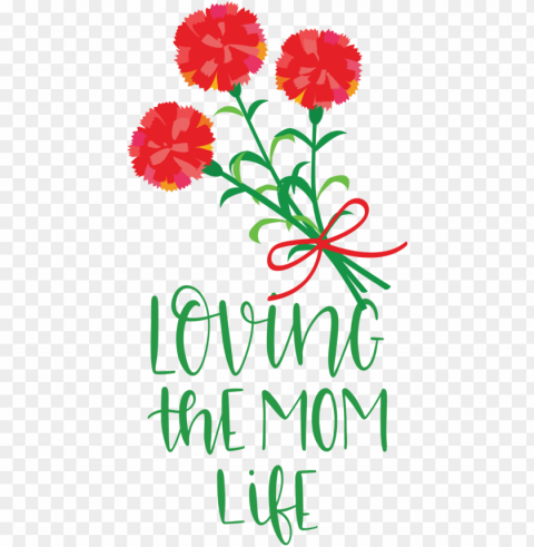 Mother's Day Floral design Cut flowers Carnation for Love You Mom for Mothers Day PNG images for printing