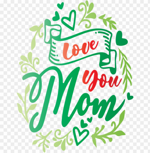 Mother's Day Green Text Font for Mothers Day Calligraphy for Mothers Day PNG Image Isolated with Clear Background