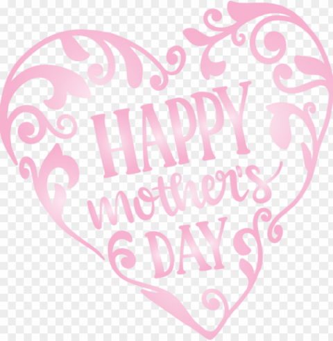 Mother's Day Heart Text Pink for Mothers Day Calligraphy for Mothers Day PNG images no background