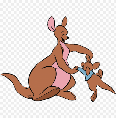 mother's day- kanga and roo from winnie the pooh Isolated Illustration with Clear Background PNG