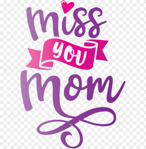 Mother's Day Logo Design Pink M for Miss You Mom for Mothers Day PNG Graphic with Transparent Isolation