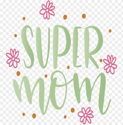 Mother's Day Logo Floral design Petal for Super Mom for Mothers Day Isolated Subject on Clear Background PNG