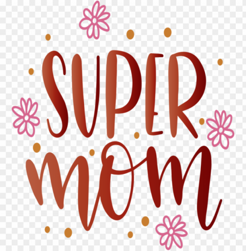 Mother's Day Logo Flower Line for Super Mom for Mothers Day Isolated Subject in Clear Transparent PNG
