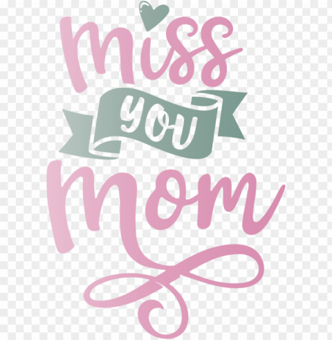 Mother's Day Logo Font Pink M for Miss You Mom for Mothers Day PNG Image with Isolated Artwork