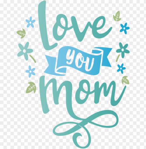 Mother's Day Logo Green Pattern for Love You Mom for Mothers Day PNG images with no background necessary