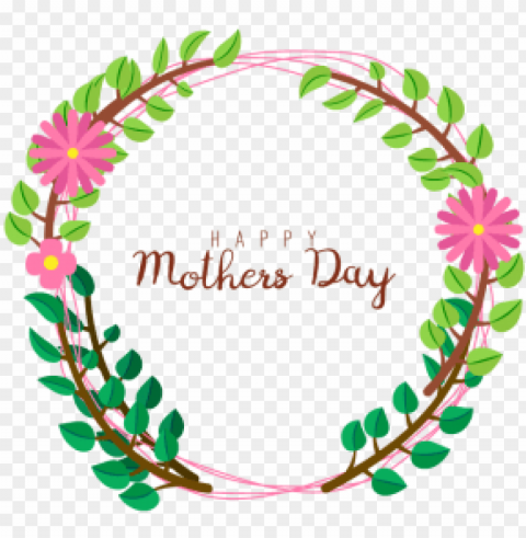 Mothers Day On Colorful Flowers Decorated - Mothers Day Isolated Illustration With Clear Background PNG
