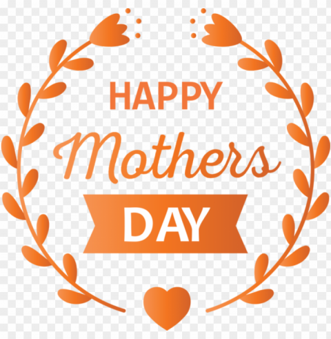 Mother's Day Orange Text Heart for Happy Mother's Day for Mothers Day PNG images with transparent elements pack
