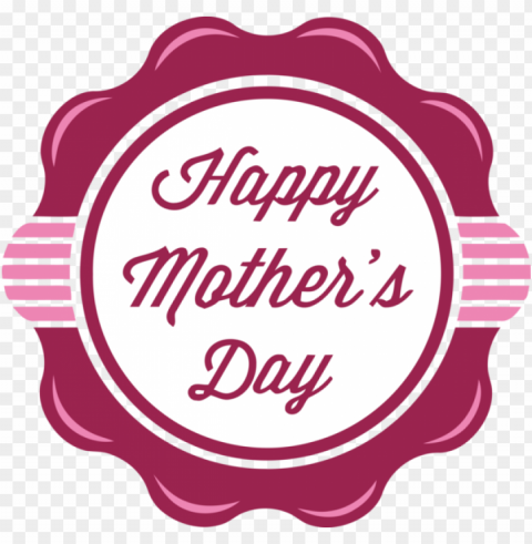 Mother's Day Pink Text Label for Happy Mother's Day for Mothers Day Isolated Illustration with Clear Background PNG