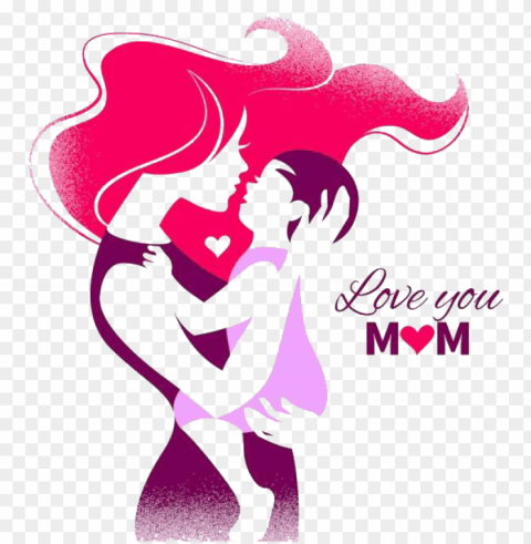 Mothers Day Silhouette- Happy Mothers Day Vector Transparent PNG Object Isolation