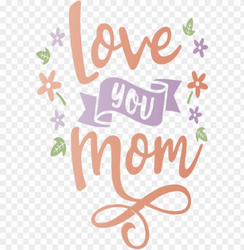 Mother's Day Text Font Line for Mothers Day Calligraphy for Mothers Day Isolated Object with Transparent Background PNG