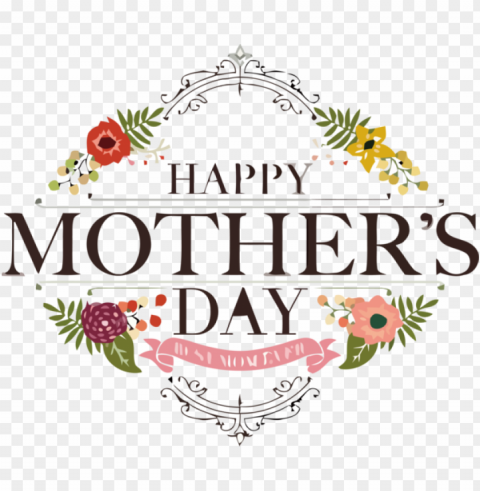 Mother's Day Text Font Logo for Happy Mother's Day for Mothers Day Isolated Object with Transparency in PNG
