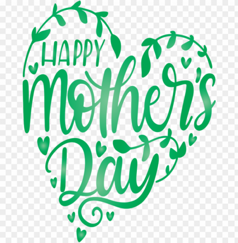Mother's Day Text Green Font for Mothers Day Calligraphy for Mothers Day PNG Image with Transparent Isolated Graphic Element