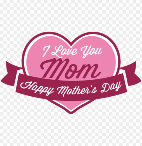 Mother's Day Text Heart Pink for Happy Mother's Day for Mothers Day Isolated Graphic with Clear Background PNG