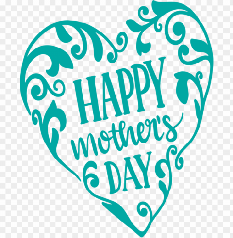 Mother's Day Turquoise Font Logo for Mothers Day Calligraphy for Mothers Day Isolated Object with Transparent Background in PNG