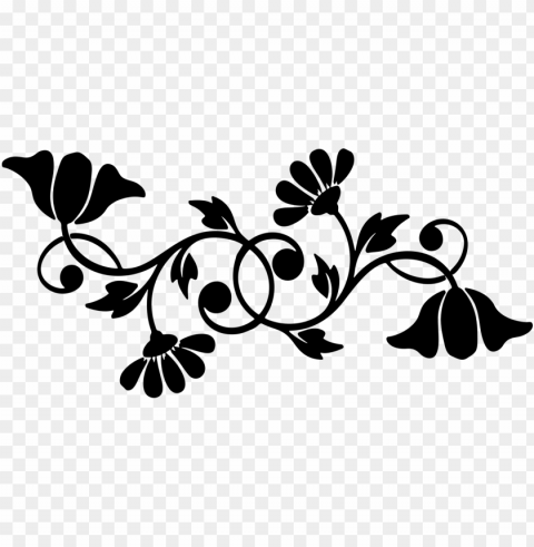motif floral design decorative borders silhouette computer - black and white flower silhouette clip art Transparent pics