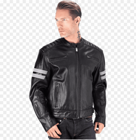 motorcycle leather jacket - leather jacket Transparent Background Isolated PNG Art