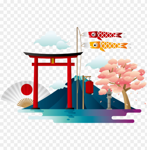 mount fuji download poster - japan vector free download Isolated Subject in HighResolution PNG