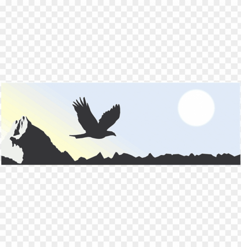 mountain sun eagle sky bird flying mountains - eagle and mountain silhouette Isolated PNG Object with Clear Background