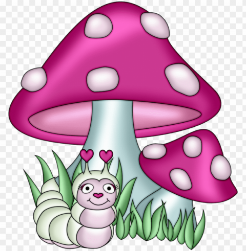 mushrooms clipart cute sun cartoon - mushroom clipart Clean Background Isolated PNG Image