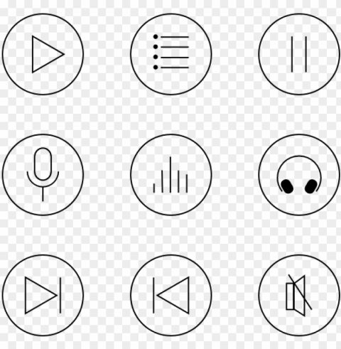 music icons - music player icons free PNG for web design