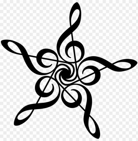 Music Notes Flower Tattoo PNG Image With Transparent Isolated Graphic