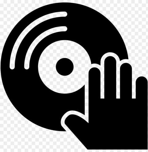 musical disc and dj hand comments - icon dj Isolated Element with Transparent PNG Background