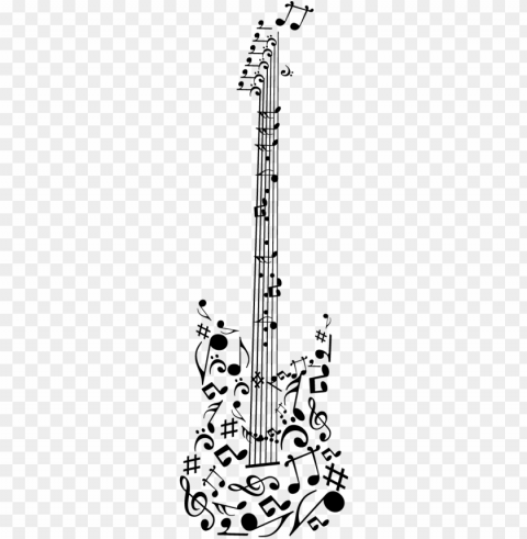 musical notes guitar wall sticker - guitarra electrica con notas musicales Isolated Graphic in Transparent PNG Format