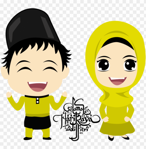 muslim couple on eid download - hari raya aidilfitri cartoo Transparent PNG images for graphic design