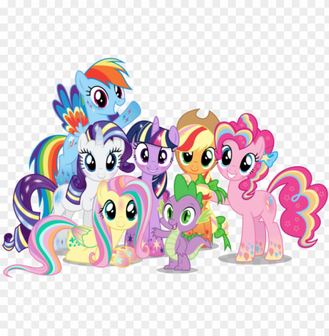 my little pony characters transparent image - mlp mane 6 and spike PNG for mobile apps