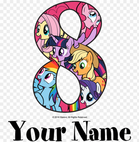 my little pony friends 8th birthday t-shirt - princess poster for kids Isolated Element with Clear Background PNG PNG transparent with Clear Background ID 60c8f5ec
