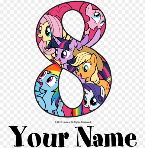 My Little Pony Friends 8th Birthday T-shirt - Princess Poster For Kids Isolated Element With Clear Background PNG