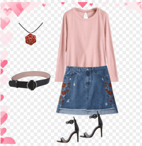 my outfit of the day denim skirt zaful heels belt - a-line Transparent background PNG images selection