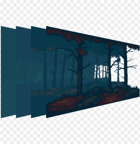mystery forest pixel art background - pixel art parallax background HighQuality Transparent PNG Element