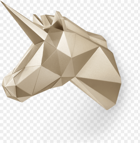 mystery gold - unicorn polygo Clean Background Isolated PNG Object