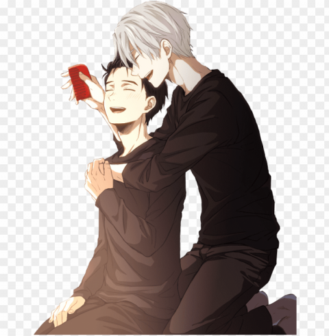 Наклейка yuuri katsuki x victor nikiforov yuri on - victor combing yuri's hair Transparent PNG Isolated Graphic Design PNG transparent with Clear Background ID 569ad9ab