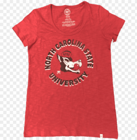 nc state wolfpack 47 brand women's red scoop neck t Isolated Subject with Clear Transparent PNG