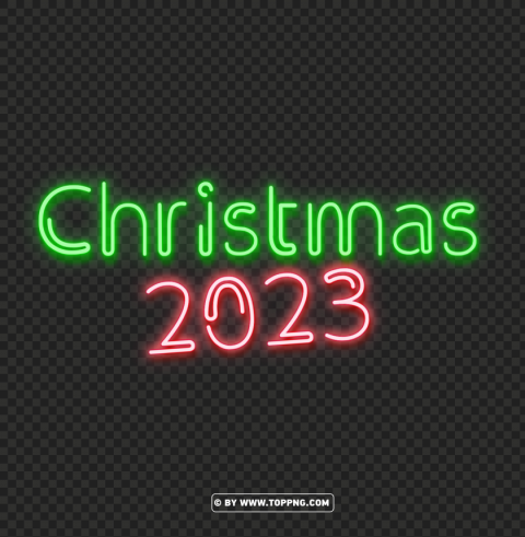neon christmas 2023 images Transparent background PNG clipart
