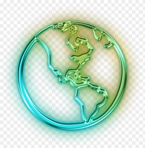neon globe sign PNG images with clear alpha layer