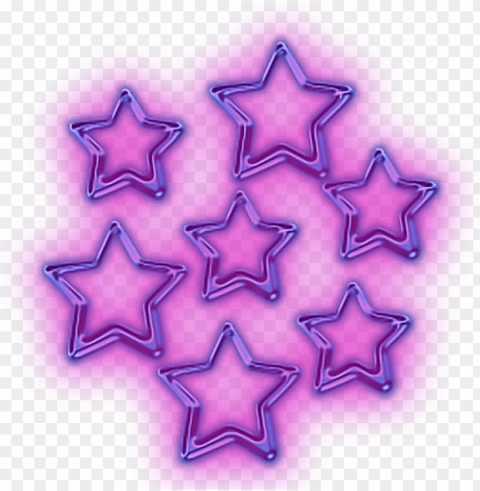 Neon Stars Isolated Item On Clear Background PNG