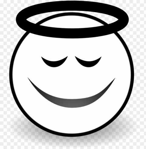netface angel black white line art svg - emojiblack and white PNG with no background required