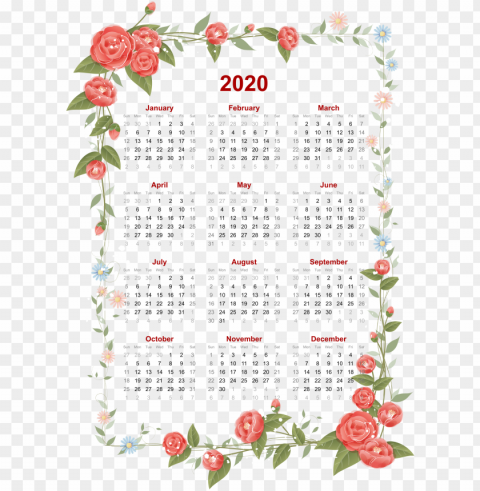 Calendar 2020 Isolated Artwork in Transparent PNG
