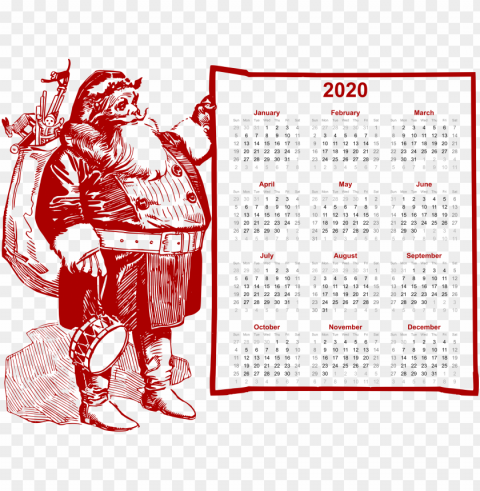 Calendar Cartoon 2020 Isolated Artwork in Transparent PNG Format