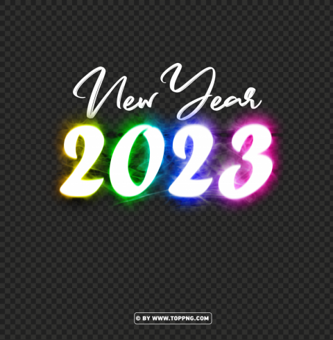 new year 2023 with rainbow smoke PNG with transparent backdrop