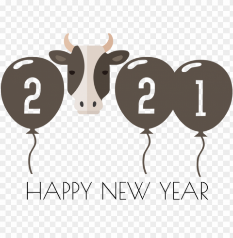 New Year Birthday Logo for Happy New Year 2021 for New Year Isolated Graphic on Clear Background PNG